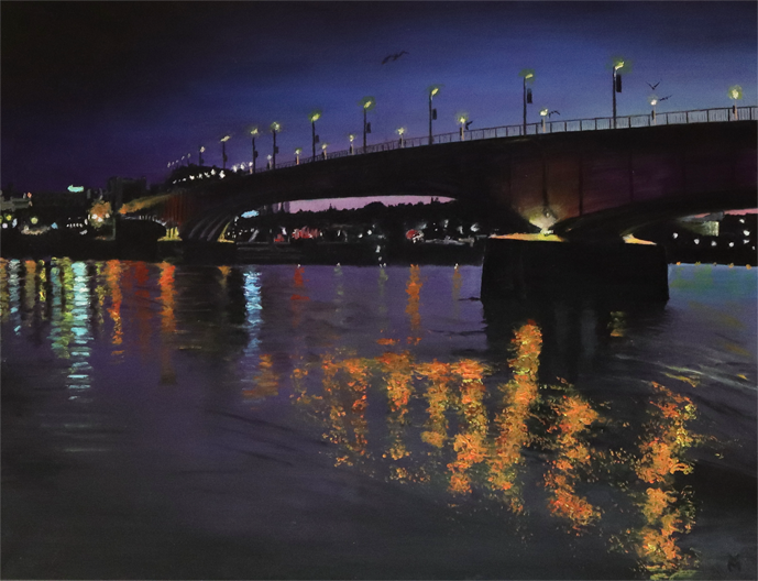 Kennedybrücke bei Nacht